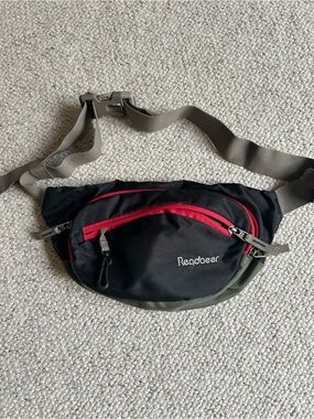 Men's Black Waist Bag with Red Accents